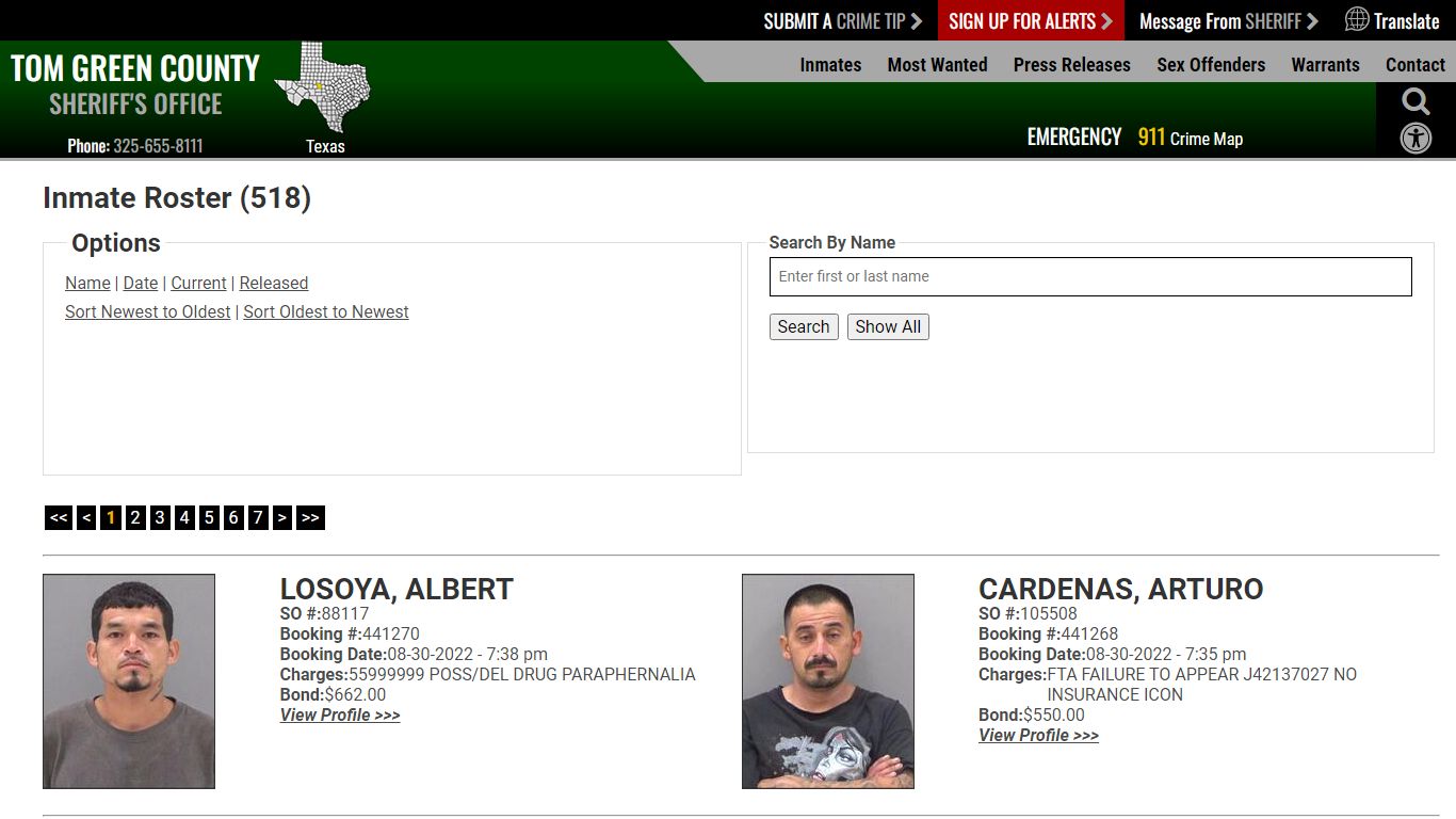 Inmate Roster (510) - Tom Green County Sheriff